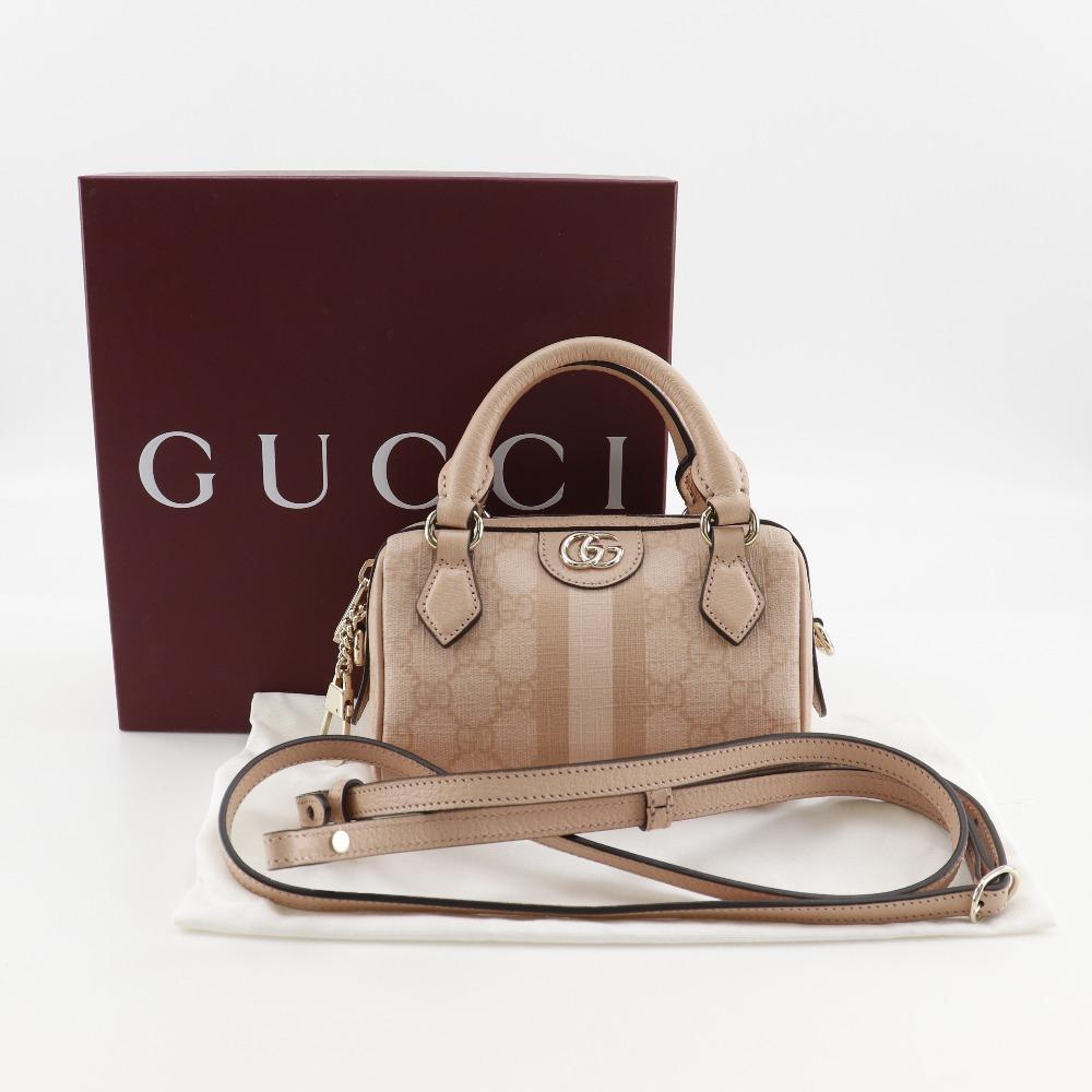 Gucci Ophidia Super Mini Bag Handbag 781490 FAD03 6241 2WAYShoulder Dusty Pink GG Supreme Canvas Women Used