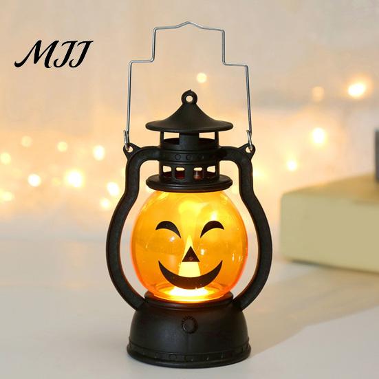 LED Pumpkin Lamp Halloween Lantern with Light,Portable Retro Horse Funny Decoration Faces, Safe Flame-Free for Indoor Outdoor Party Use Jack-O-Lantern