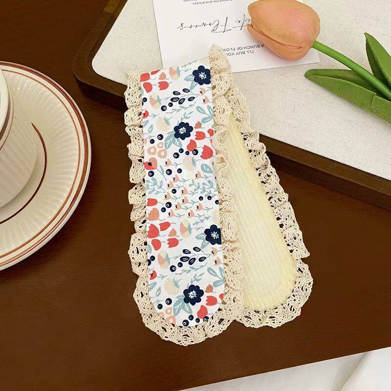 Knitting Colorful Flower Bangs Sticker Hair Band Printed Hair Sticker Headdress Sweet Floral Knitted Bangs Sticker Headband