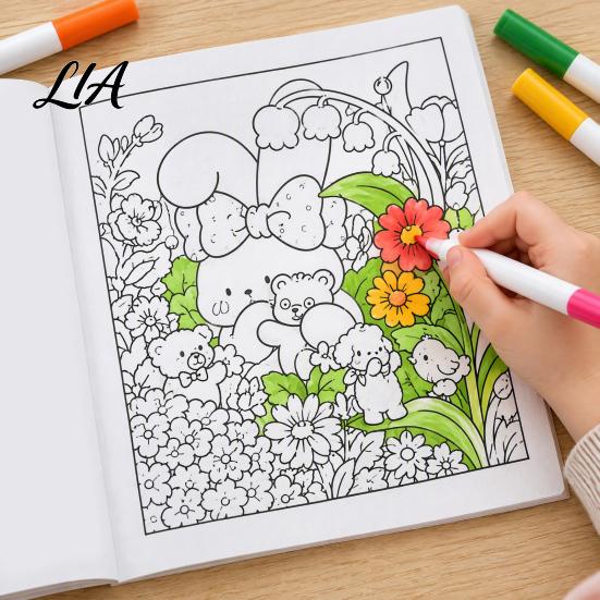 Dickes Papier Zeichenhefte Gemütliches Natur Malbuch, Entspannende Blumen- und Tiermuster, Baumwolle Kreative Hobbys für Erwachsene Zellstoff DIY Malbuch