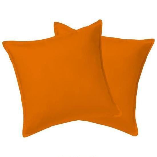 DUBLANC Lot de 2 taies d'oreiller 65x65cm ORANGE.