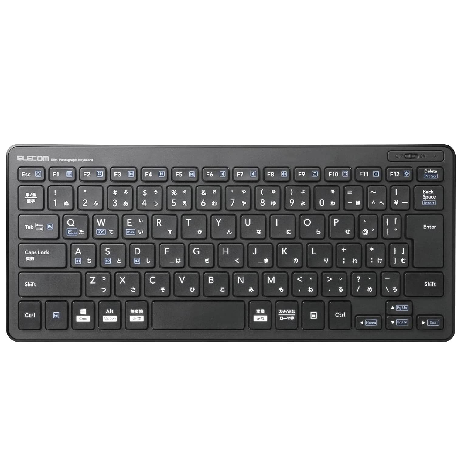

ELECOM Keyboard Bluetooth Pantograph Mini Keyboard, сумісна з Android з меню Black Windows, Mac, iOS, [конверсія/без конвертації/обладнана клавіша] чорний