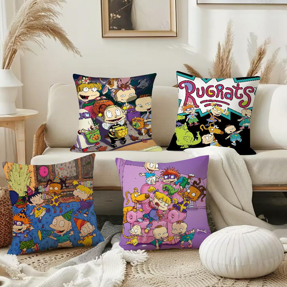 Cartoon R-Rugrats Pillow Case Square Double-Sided Printing Sofa Cushion Cover Pillowcase Bedroom Bedside