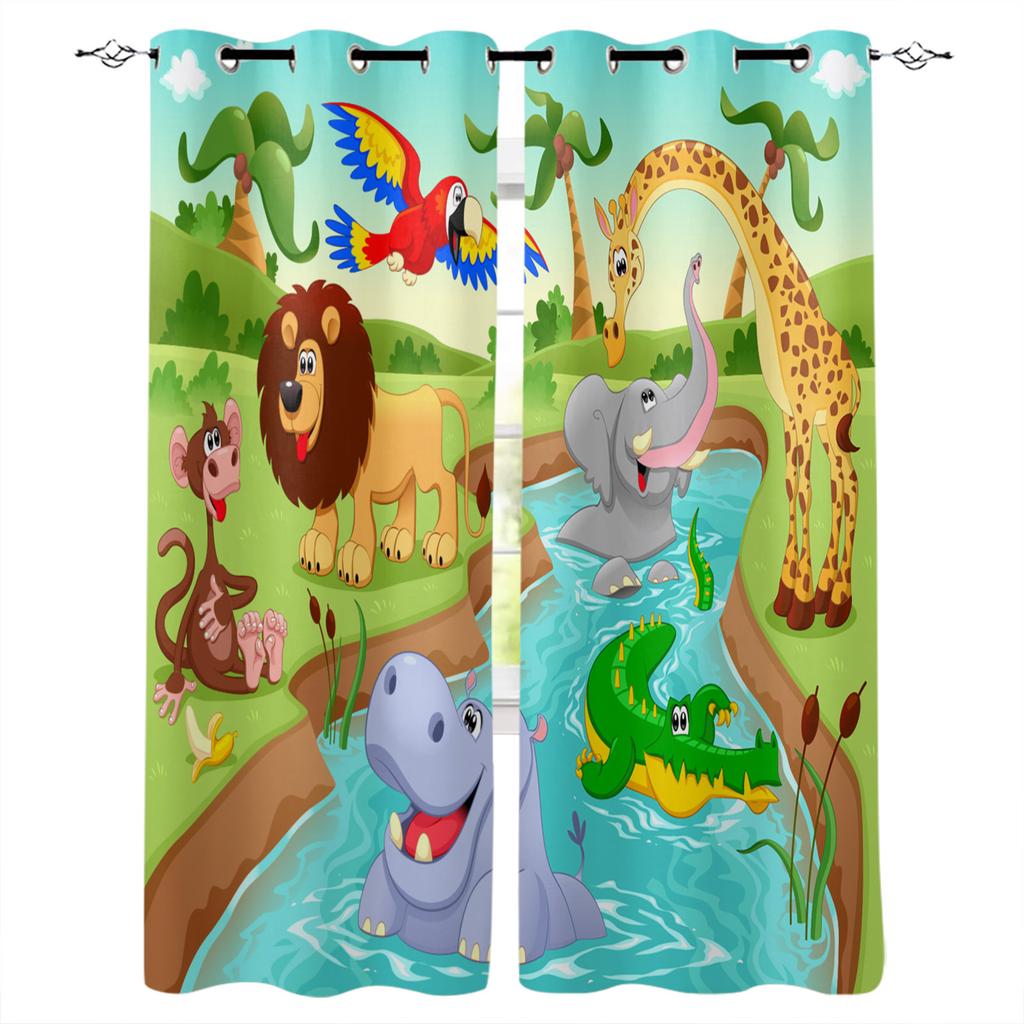 Curtain Forest Zoo Cartoon Children 3D Digital Printing High Density Blackout