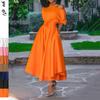 Summer New, European and American Women's Clothing Single Shoulder Lace-up Waist Medium and Long Dress Medium Skirt
