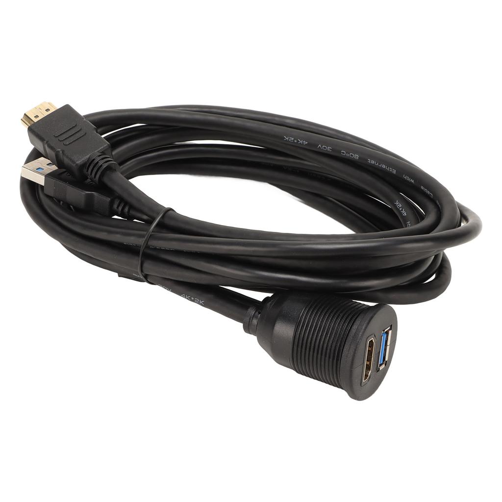 Flush Mount Extension Cable Dual Ports USB3.0 High Definition Multimedia Interface Cable