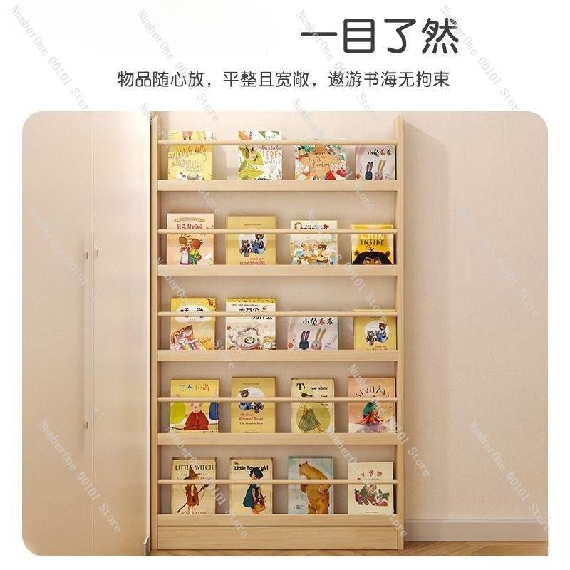 Behind the Door Bookshelf, Solid Wood Wall-mounted Storage Rack, Narrow Bookcase for Children's Rooms, Multi-layer Cabinet