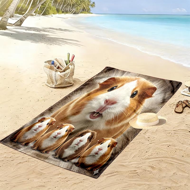 Hamster and Rat Print Beach Towel, Large Soft Quick Dry Towel for Beach Camping Swimming