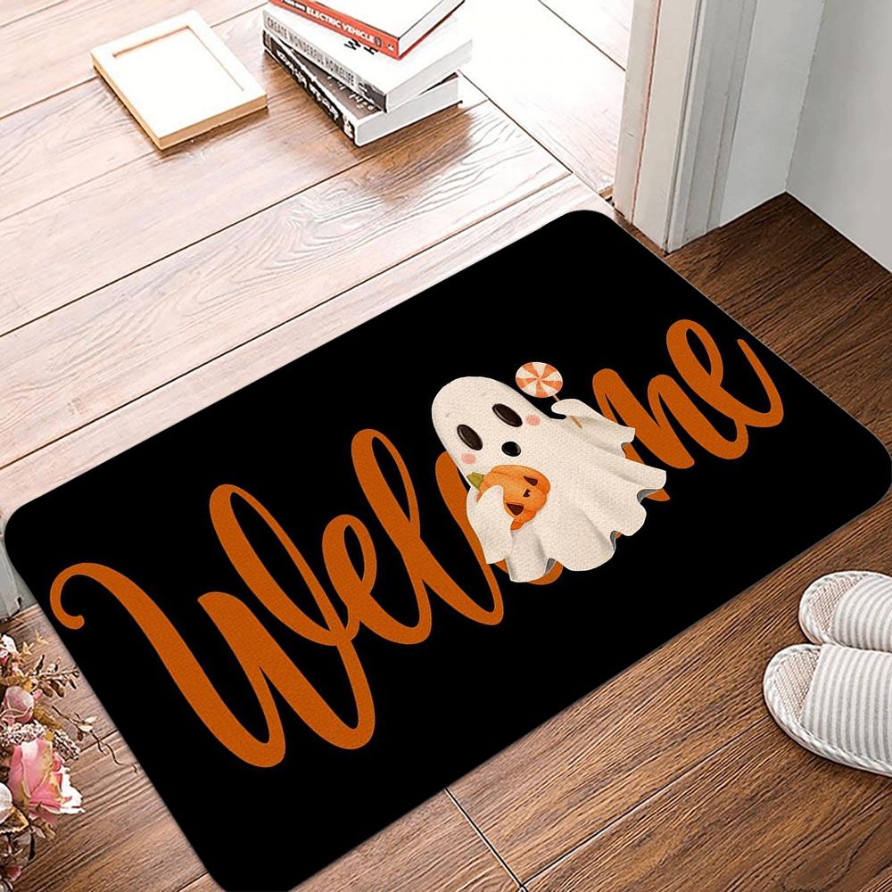 Halloween Themed Welcome Doormat Non-Slip Bedroom Kitchen Bathroom Entracne Rugs Living Room Washable Carpet