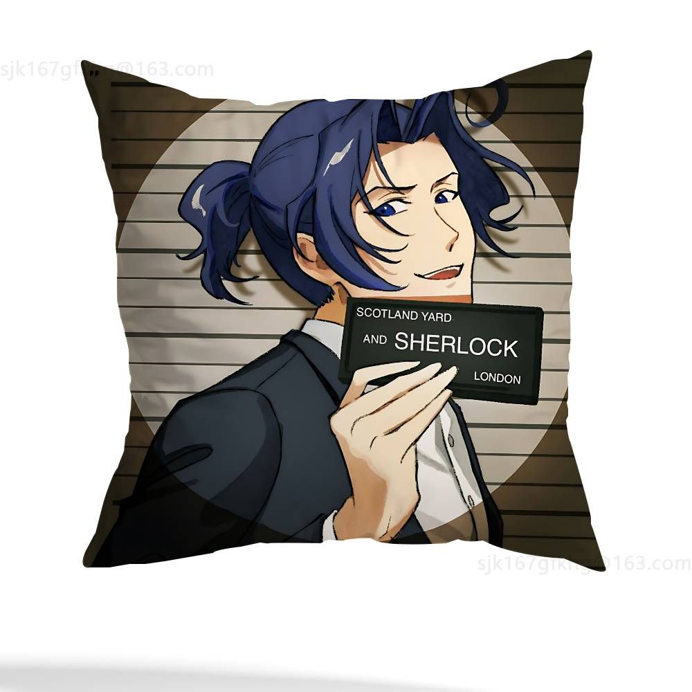 Anime M-Moriarty The Patriot Pillow Case Square Double-Sided Printing Short Plush Sofa Cushion Cover Bedroom Bedside Pillow