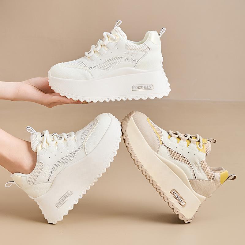 Spring/Summer 8cm Women's Platform Trainer – Versatile Sport Casual Dad Shoes