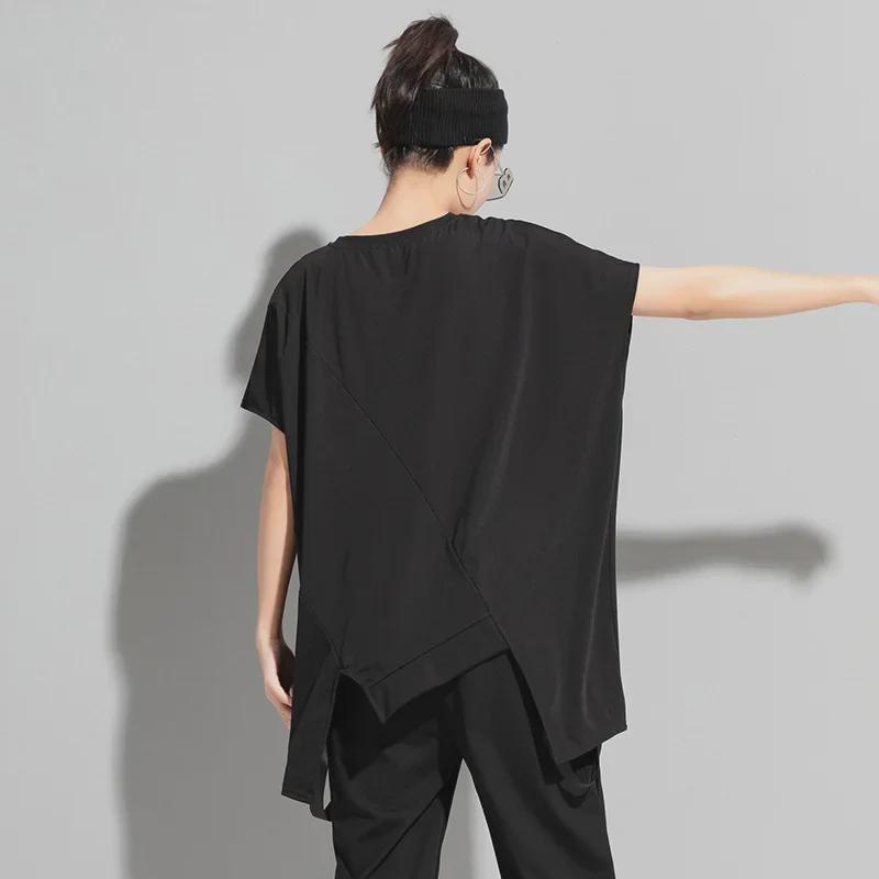 Summer Asymmetric Zipper Loose Round Neck Women's Fashion Pullover