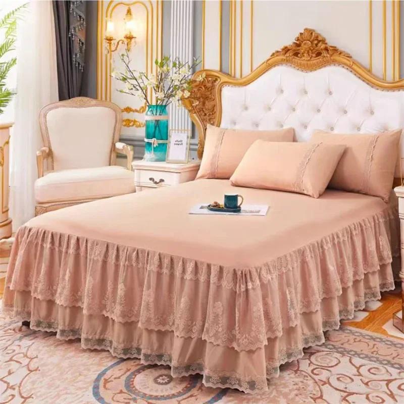 Lace Princess Bedspread Bed Skirt Style Dustproof Decorative Bedspread Big Heming 1.5/1.8/2m Mattress Anti Slip Protective Cover