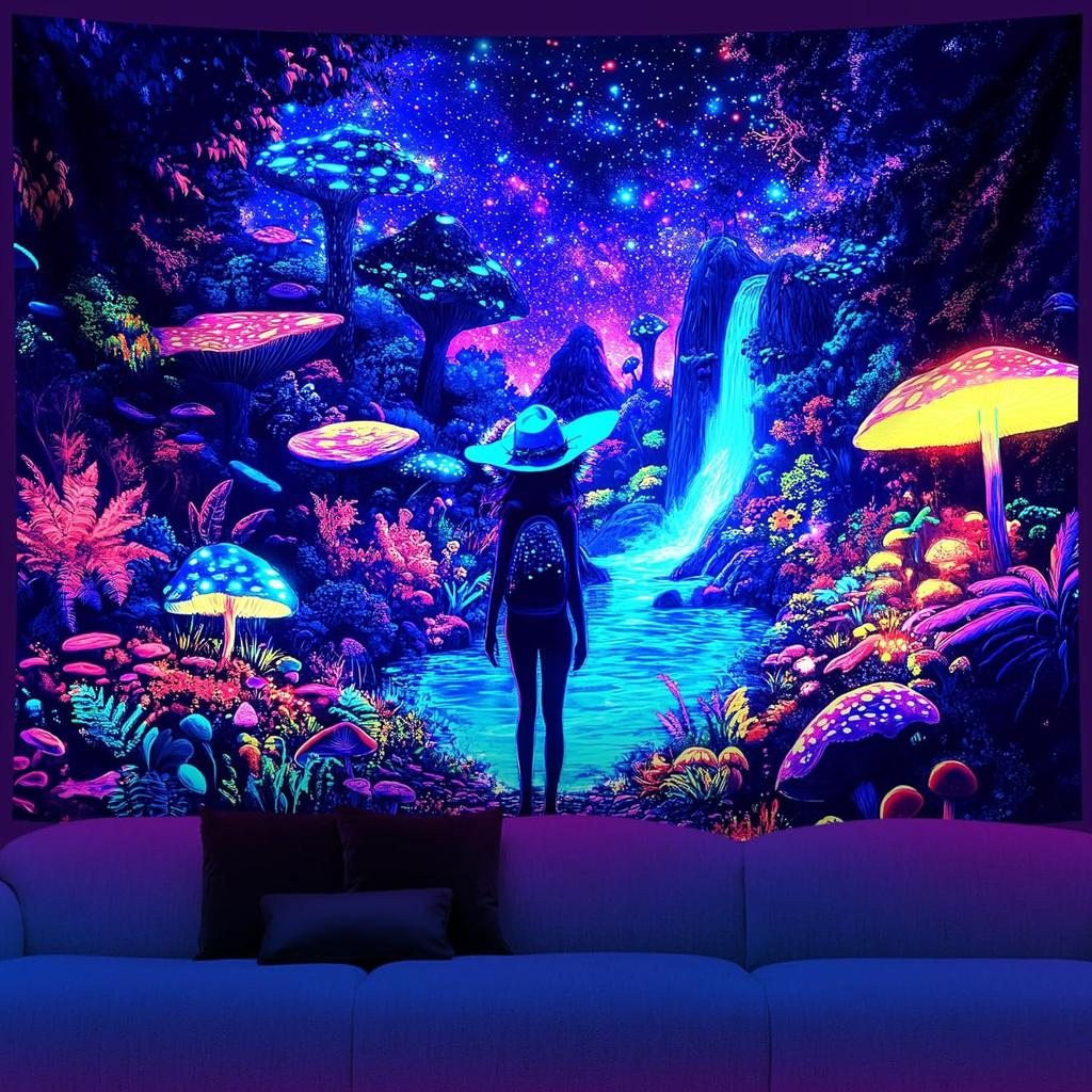 NYZE Astronaut Space Tapestry for Bedroom, Glow In the Dark Room Decor Wall Tapestries, Cool Galaxy Planet Wall Hanging, Wall Ha