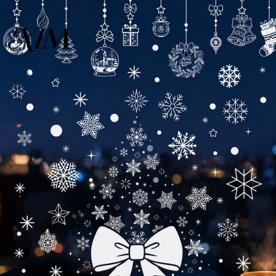 Retail Store Window Decor 6Pcs Christmas Snowflake Static Clings, PVC Reusable Decals, Removable Winter Clings Glass Stickers for Doors Holiday Home