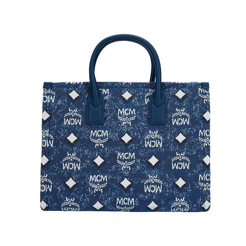 New MCM Nylon Tote Bag, Shopping Bag, Portable Crossbody Bag, Shoulder Bag Women's Blue MWTDSBO05LE001