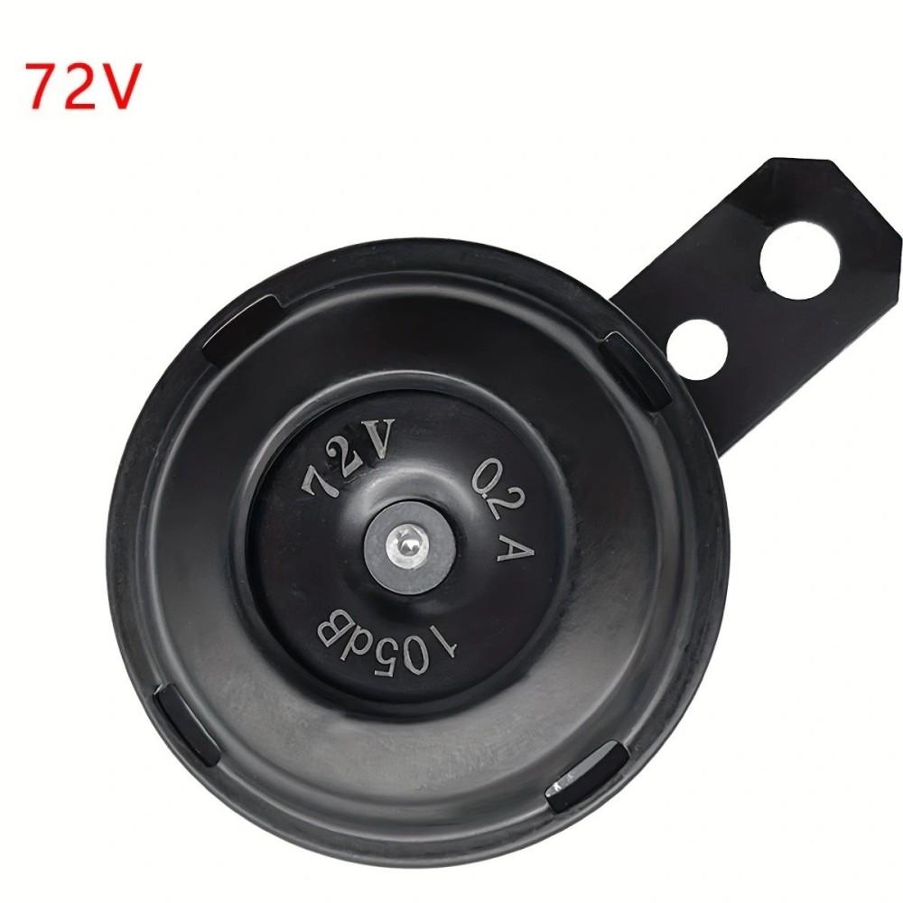 Universal Motorcycle Electric 12V 1.5A/48V 60V 72V 0.2A Round Black Basin Air Horn Motorbike Loud Disc Speaker 105Db,Pack Of 1
