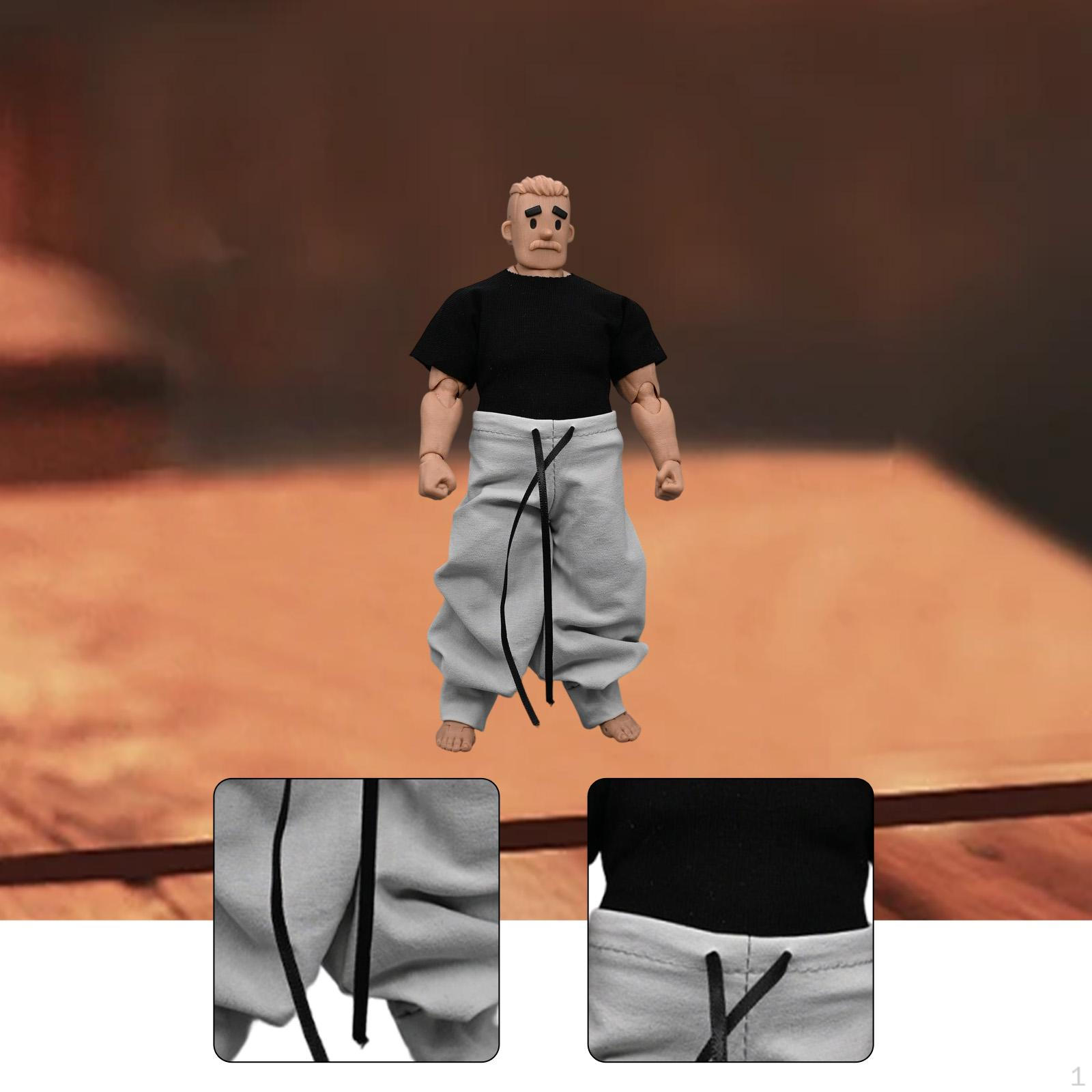 

1:12 Lounge Pants and Short Sleeves Shirt Mini Wide Leg Long Pant Outfit Casual Figure Clothes for 6