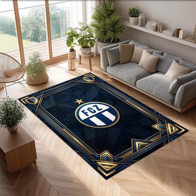 Tappeto Morbido Area Rug con Motivo Calcio FC Zürich Antiscivolo Tappeto per Pavimento Interno Tappetino Decorazione Sportiva per Camera da Letto