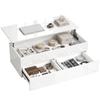 Coffee Table Height-Adjustable, Modern Living Room Table with Hidden Storage and 2 Drawers, High Gloss White