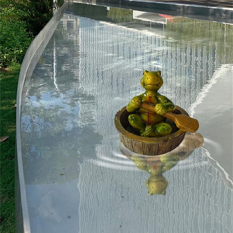 Unique Floating Turtles Frogs Sculpture With Rowing Theme Decorative Ornament For Outdoor Fountains Or Indoor Vignettes