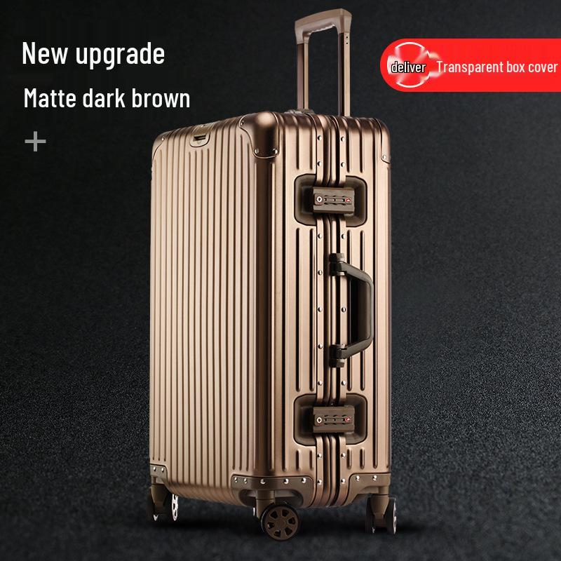 Aluminum Magnesium Alloy Trolley Case 20: Business Metal Carry-on Leather Travel Luggage