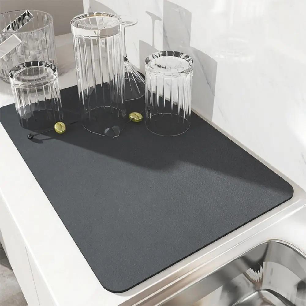 Home Kitchen Soft Diatomite Absorbent Pad Quick-Drying Draining Mat Desktop Dish Drying Mat Coffee Machines Table Dish Cup Mat