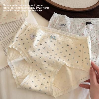 Damen Frühling und Herbst Reine Baumwolle Verlängert 10A Antibakterieller Schritt Dreieck Slip