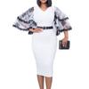 Women's New V-neck Horn Sleeve Hip Wrap Commuter Office Pencil Skirt Dress