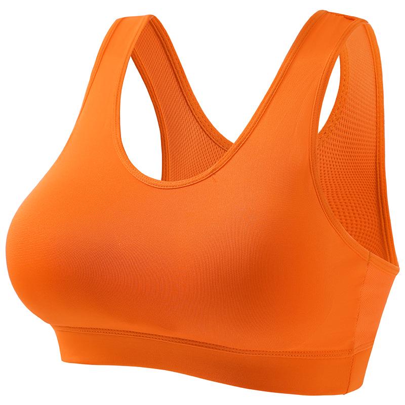 Damen High-Impact Bügelloser Sport-BH: Stoßfest, Atmungsaktiv, Schnelltrocknend, Formgebend, Rundhals, Hohe Elastizität S orange