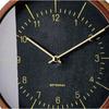 Interform Wall Clock Radio Clock Brandeff Leather Black Synthetic Leather Wood Gold 25cm CL-3354BK