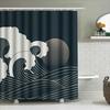 Black White Ocean Wave Shower Curtain Modern Design For Bathroom Decorations Size Customizable For Tub Or Bathtub