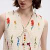 Langzi Cotton V-Neck Sleeveless Floral Top