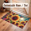 Floral Garden Theme Soft Crystal Velvet Rug Custom Name & Text Print Non Slip Floor Rug for Bedroom Living Room