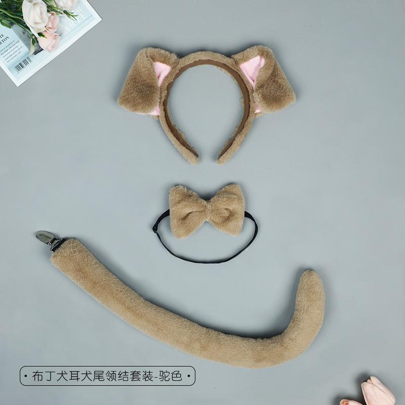 Serre-tête Oreilles de Chien Tachetées Oreilles d'Animal en Peluche Simulation Accessoires de Performance de Spectacle Comique Couvre-chef de Dessin Animé Accessoires pour Cheveux