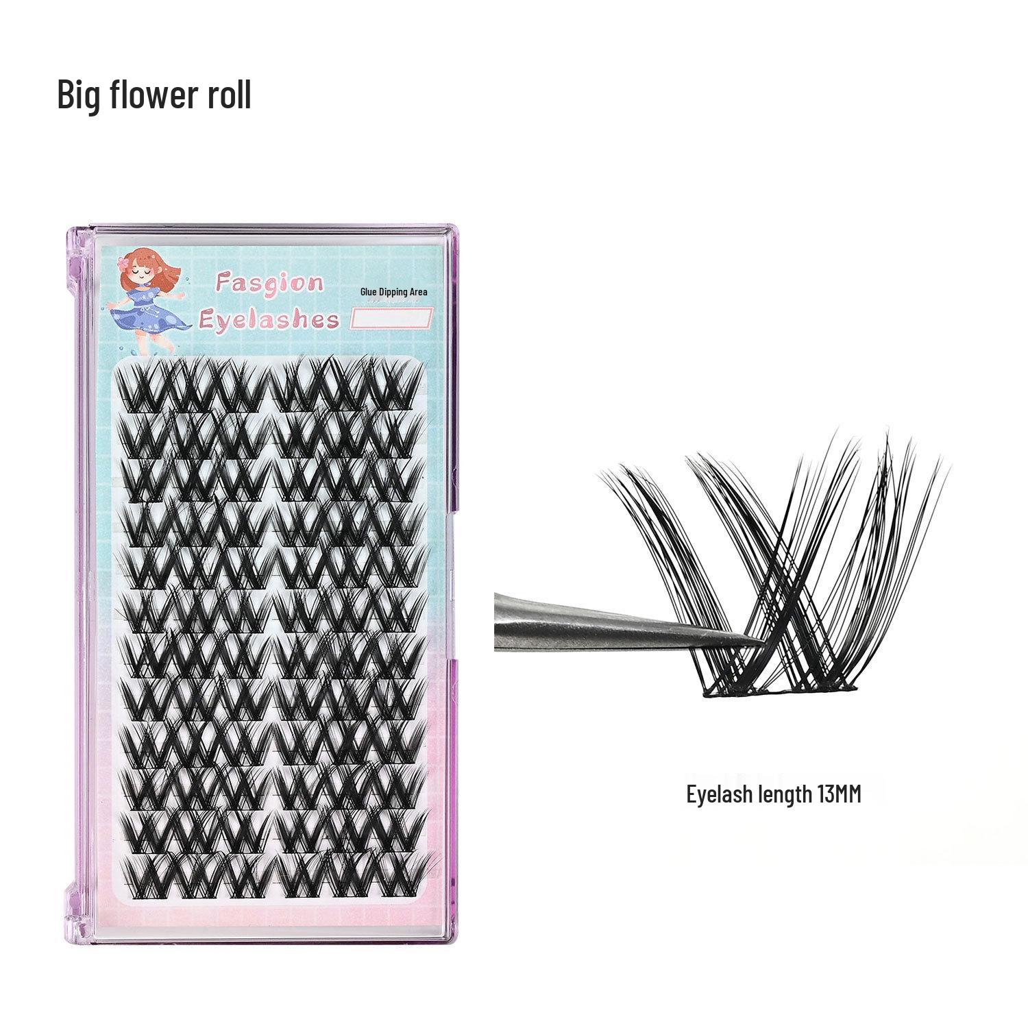 

Twelve-Row Natural False Eyelashes - Barbie Comic Style, Single Cluster for Effortless Elegance