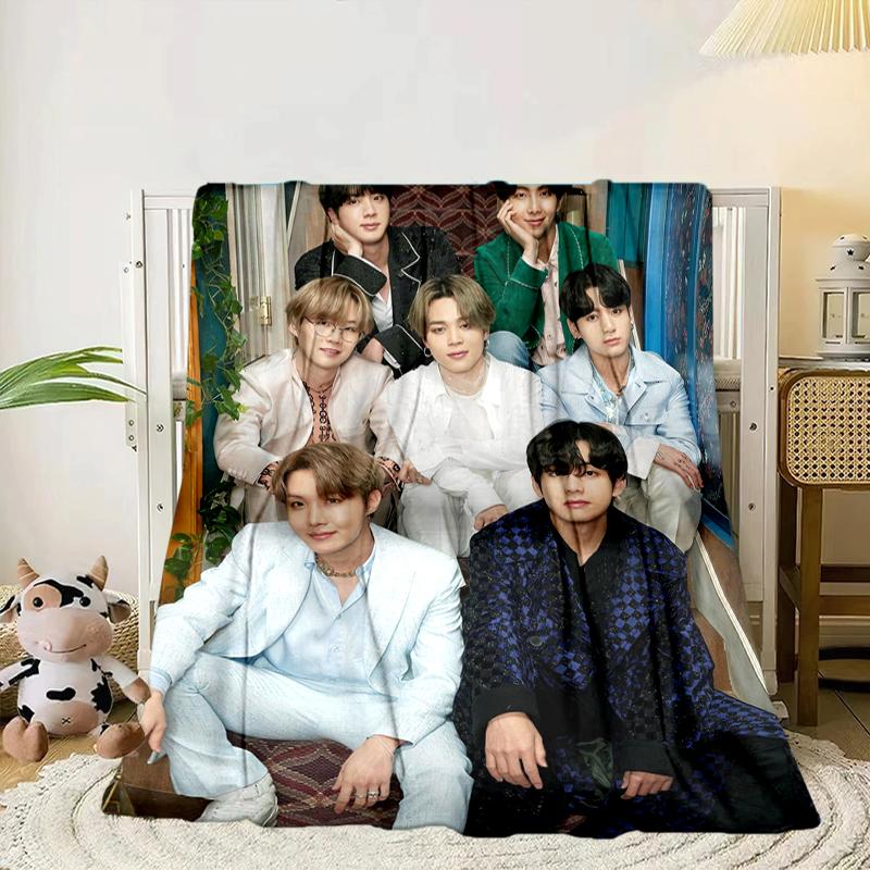 K-pop music group Blanket Flannel Blanket for bed, sofa, Camping, Hiking, Picnic Essentials, gift for family Fan gifts