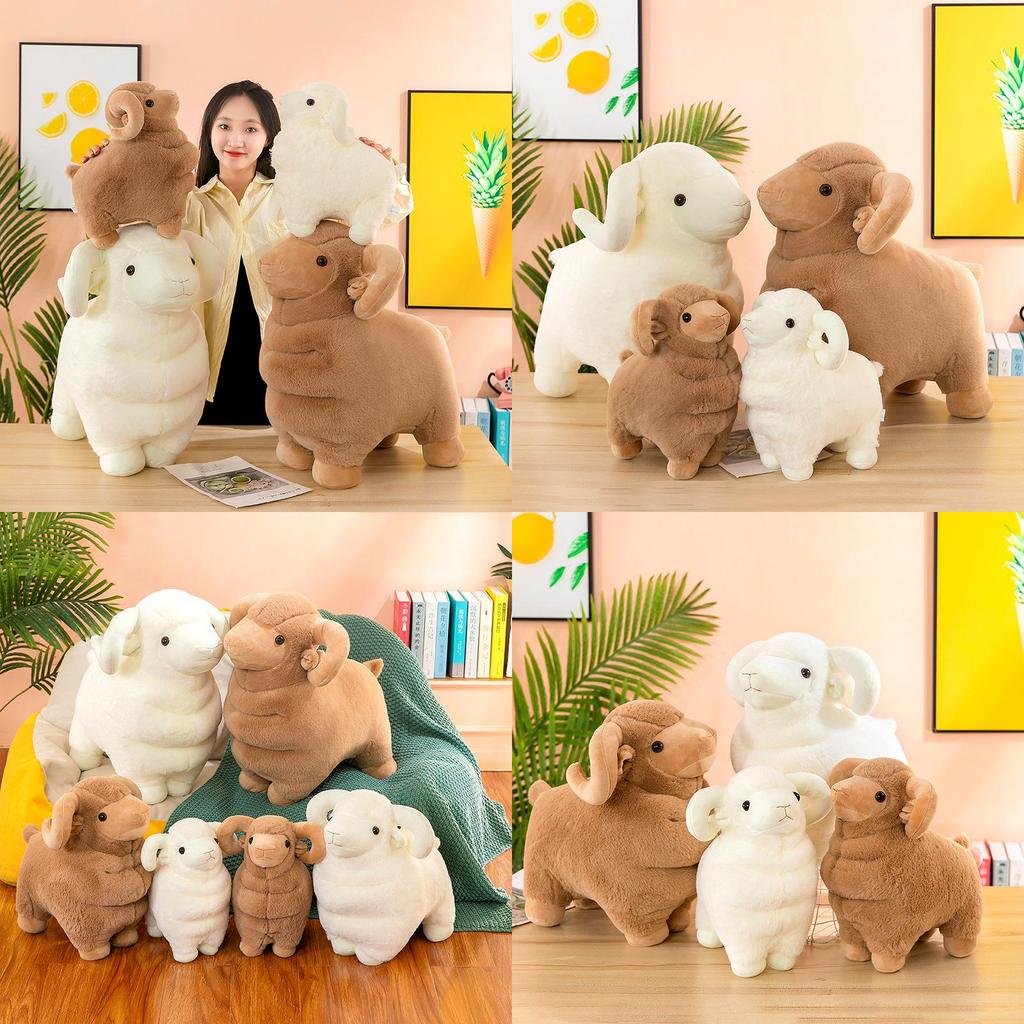 Adorable Realistic Plush Goat Stuffed Animal Toy For Kids Soft Home Decor Cushion