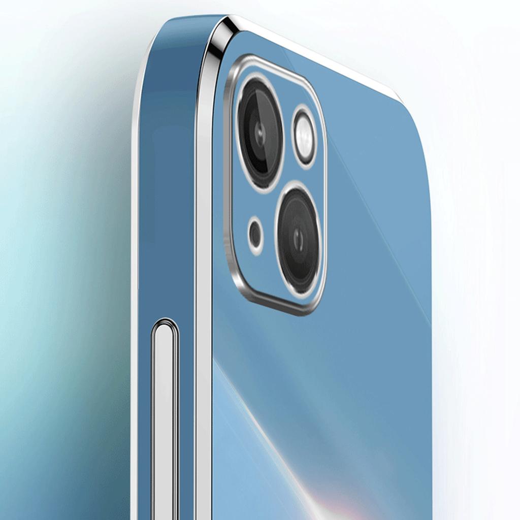 XINLI For iPhone 15 Plus Electroplated Gold Edge Anti-scratch Phone Case TPU Back Cover