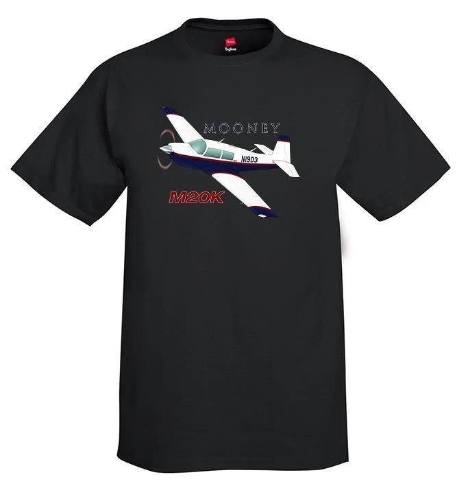 Mooney M20K (Blue/Red) Airplane T-Shirt - Personalized with Your N# XL