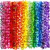 24Pcs Hawaiian Leis Faux Silk Flower Necklace Tropical Party Favor Beach Dance Leis Birthday Pool Party Decoration