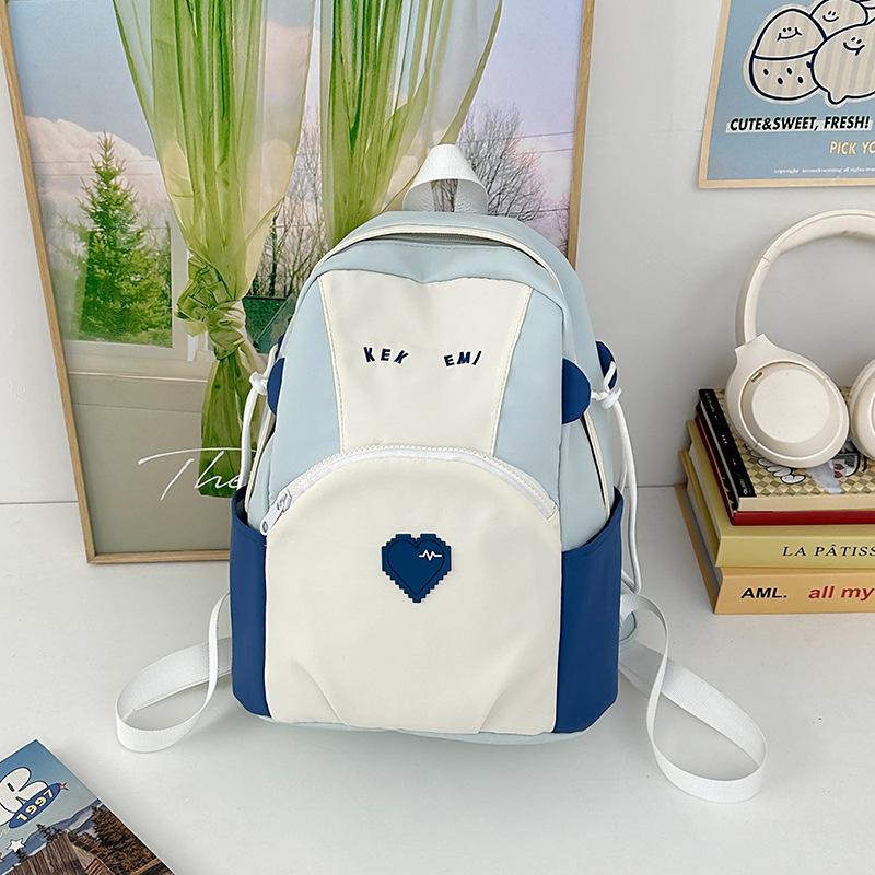 Large-capacity Schoolbag Ins Wind High Value Love Contrast Color Junior High School Students Backpack Casual Joker Small Backpack