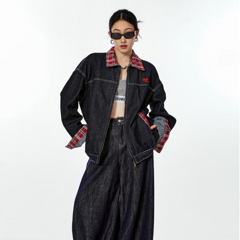 ICH MODE American Retro Patchwork Denim Jacket