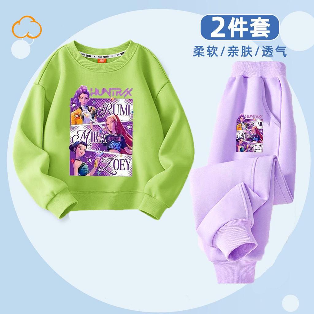 Modă pentru copii Vânătoare de vrăjitoare K-POP Hanorac cu gât rotund Set casual din 2 piese de primăvară și toamnă pentru băieți și fete