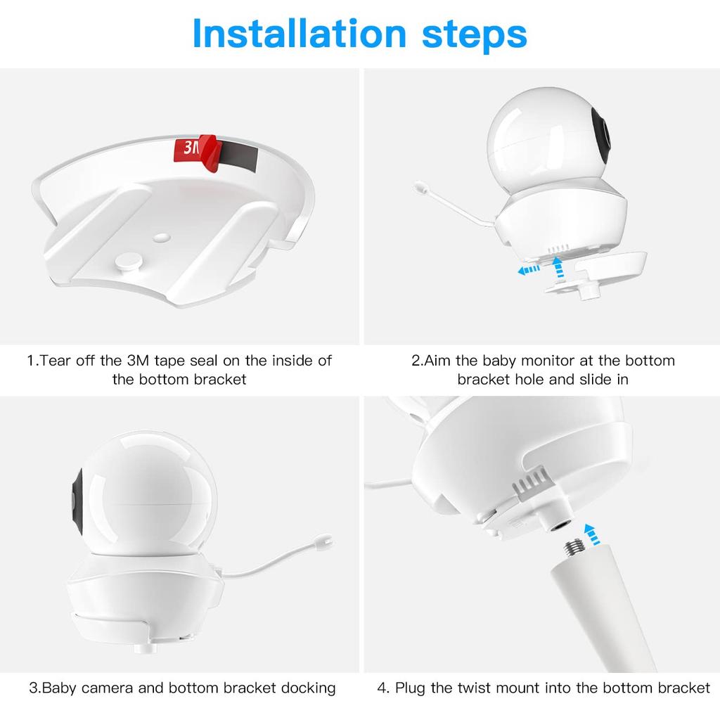 oioaahkeo Flexible Mount for Babysense Baby Monitor HD S2 and V43 Models (White)