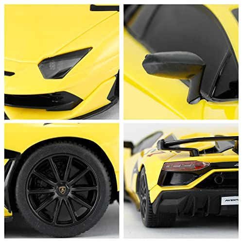 RASTAR 1/24 Lamborghini Aventador SVJ Radio Control Car, 2.4GHz Yellow