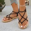 Fashion Women Shoes 2025 Summer Weave Non Slip Cross Tied Women Roman Sandals Womens Closed Toe Peep Toe Lightweight Beach Sandals