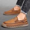 38-46 Men's Handmade Leather Shoes Casual Loafers Slip On Leather Flats Outdoor Walking Shoes