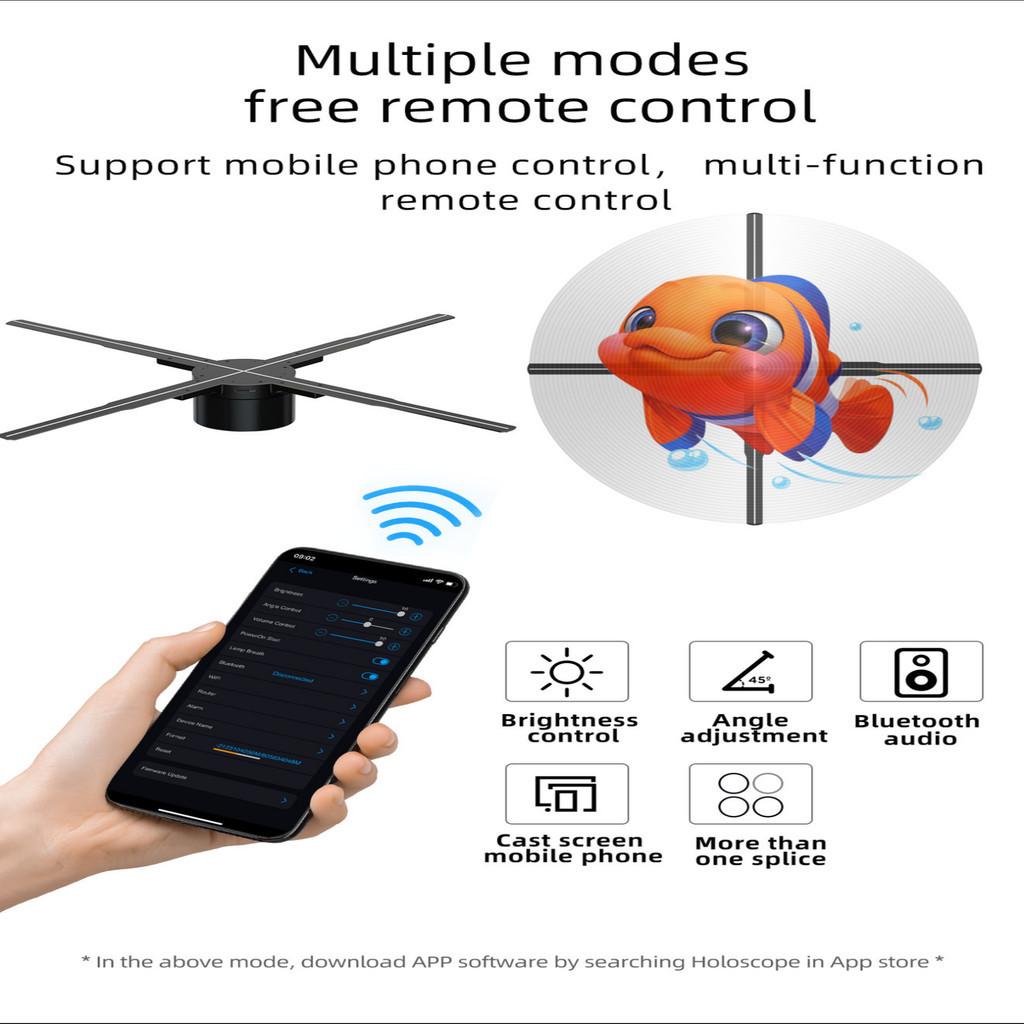 48W Holographischer Projektor Wifi 3D-Anzeige Luftbildgebung LED-Logo Holographisches Licht 3D-Lüfter Wandmontage Werbemaschine