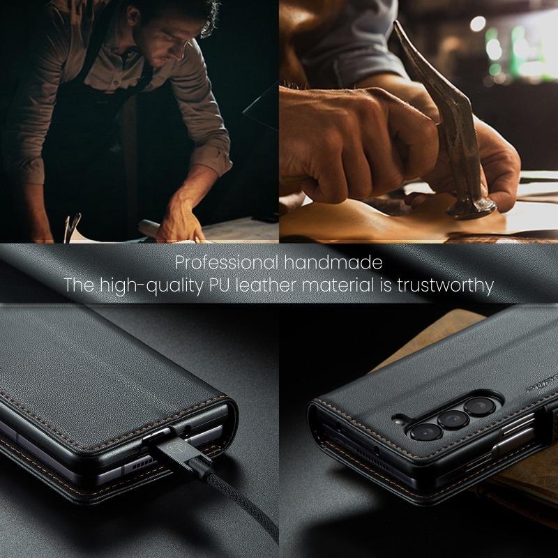 Magnetic Flip PU Leather Phone Case for Samsung Galaxy Z Fold 6 5 Fold6 Fold5 5G Wallet with Card Holder Protective Cover
